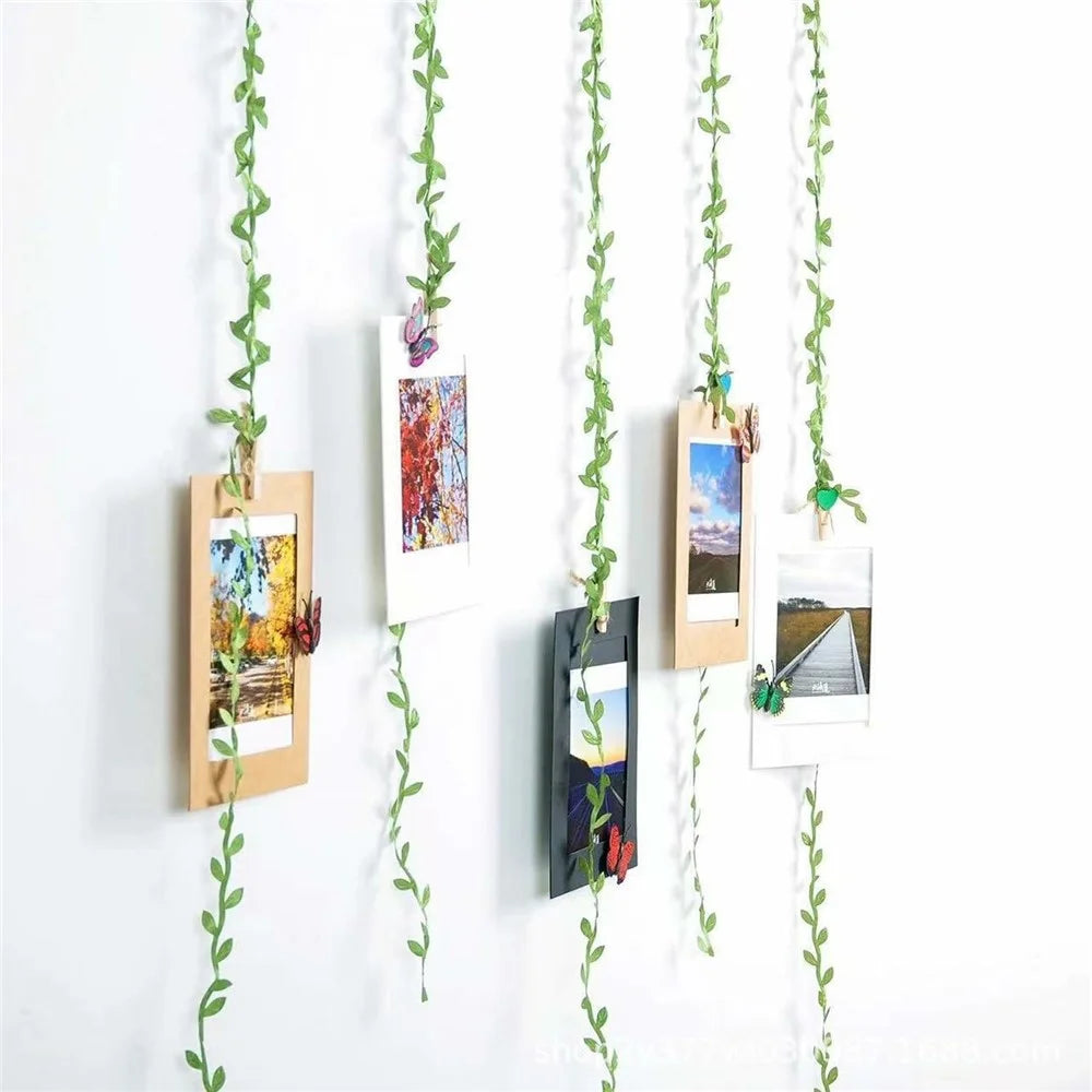 50m Simulation Green Willow Leaves Rattan DIY Accessories Decorative Flower Supplies - 3