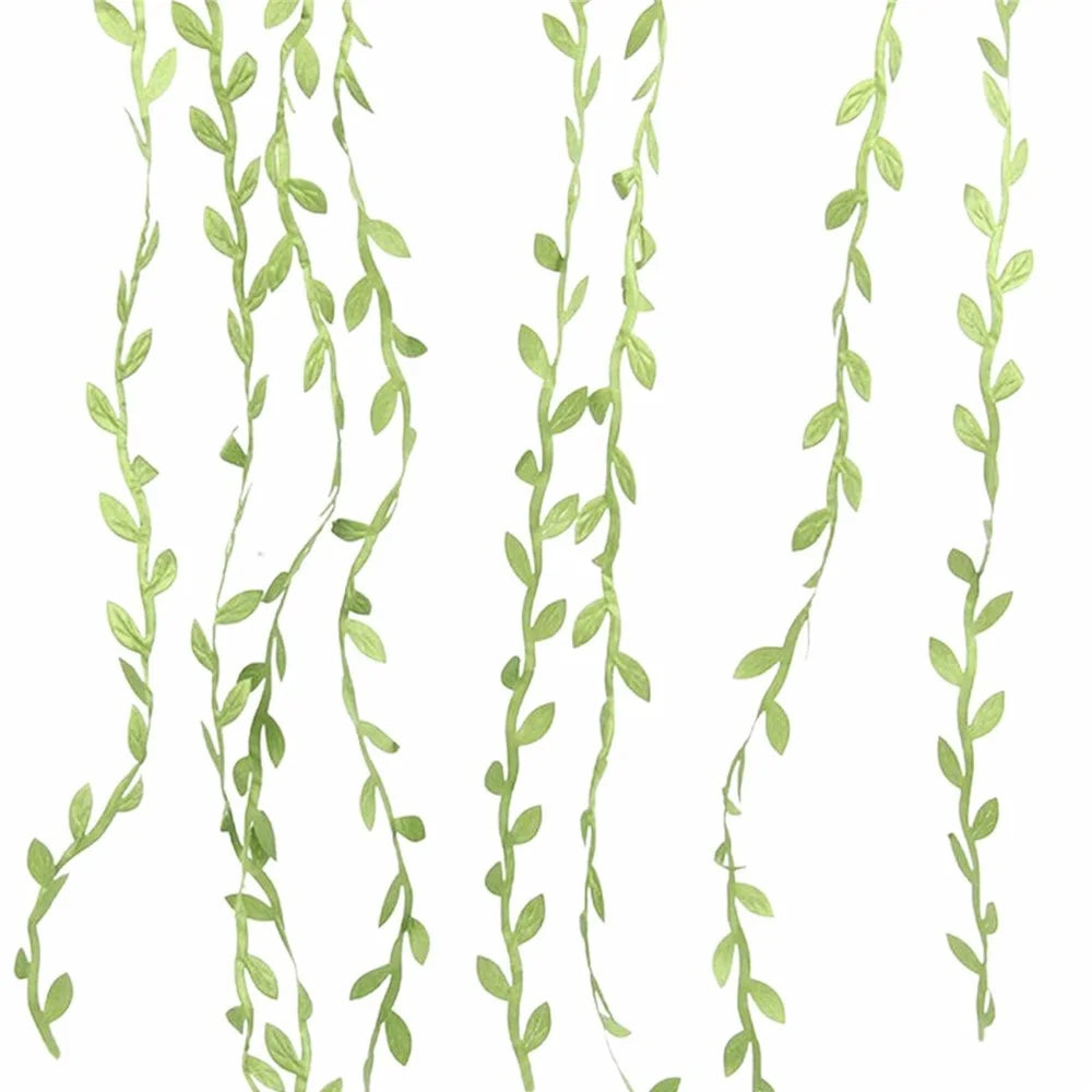 50m Simulation Green Willow Leaves Rattan DIY Accessories Decorative Flower Supplies - 4