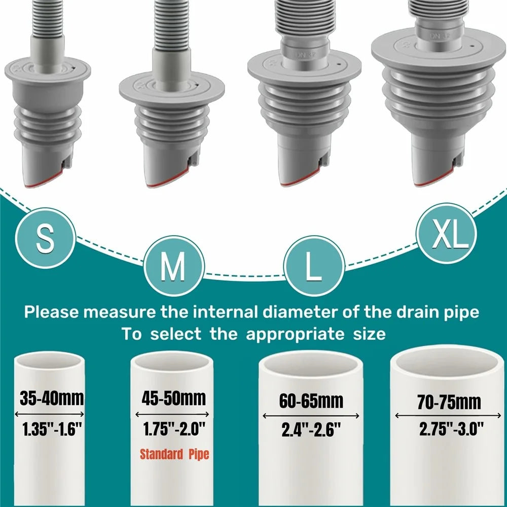 35-40mm Sewer Pipe Silicone Drain Seal Ring Kitchen Sink Washing Machine Bathroom Anti-Odor Drain Pipe Connection Plug - 6