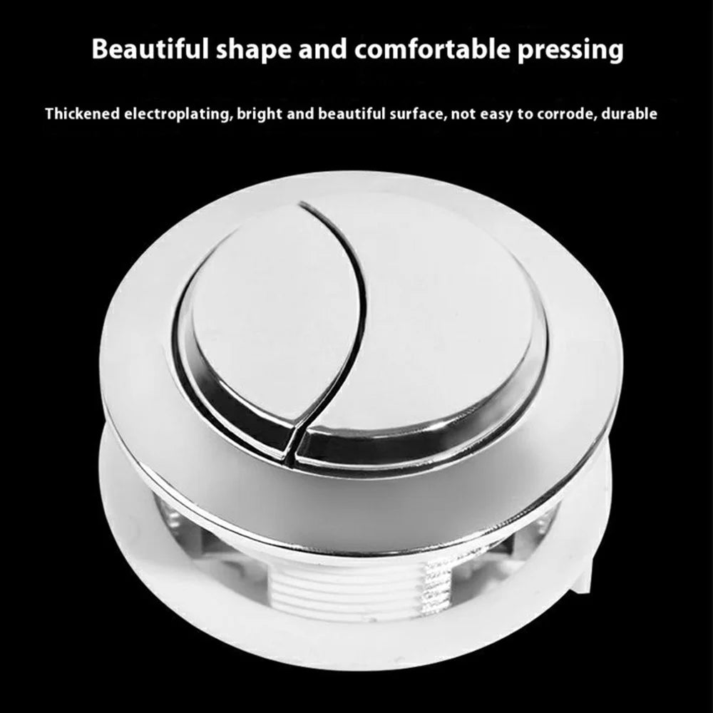 Toilet Tank Flush Button Dual Push Universal Seat Press Round Switch for Bathroom, Size M - White - 2