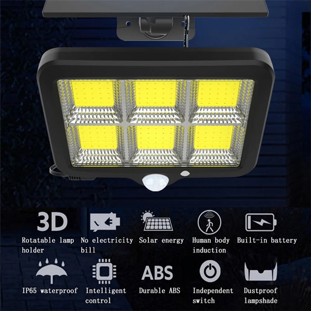 COB 150 LED Solar Light PIR Motion Sensor Wall Lamp Floodlight Waterproof Path Street Lamp Garden Decoration - 3