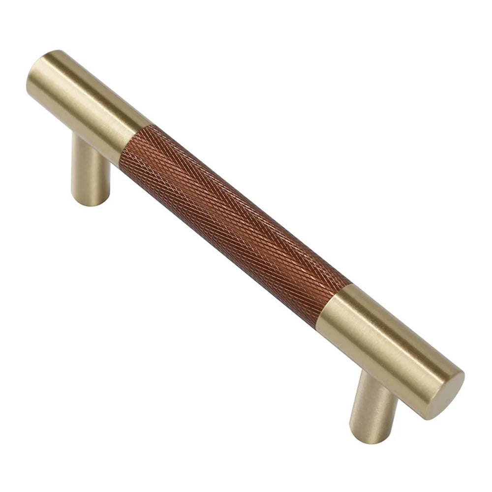 T2933 Dual-hole Screw Installation Cabinet Pulls Brass+Aluminum Alloy Kitchen Drawer Pulls Handles (96mm Hole Distance, 124mm Length) - 1