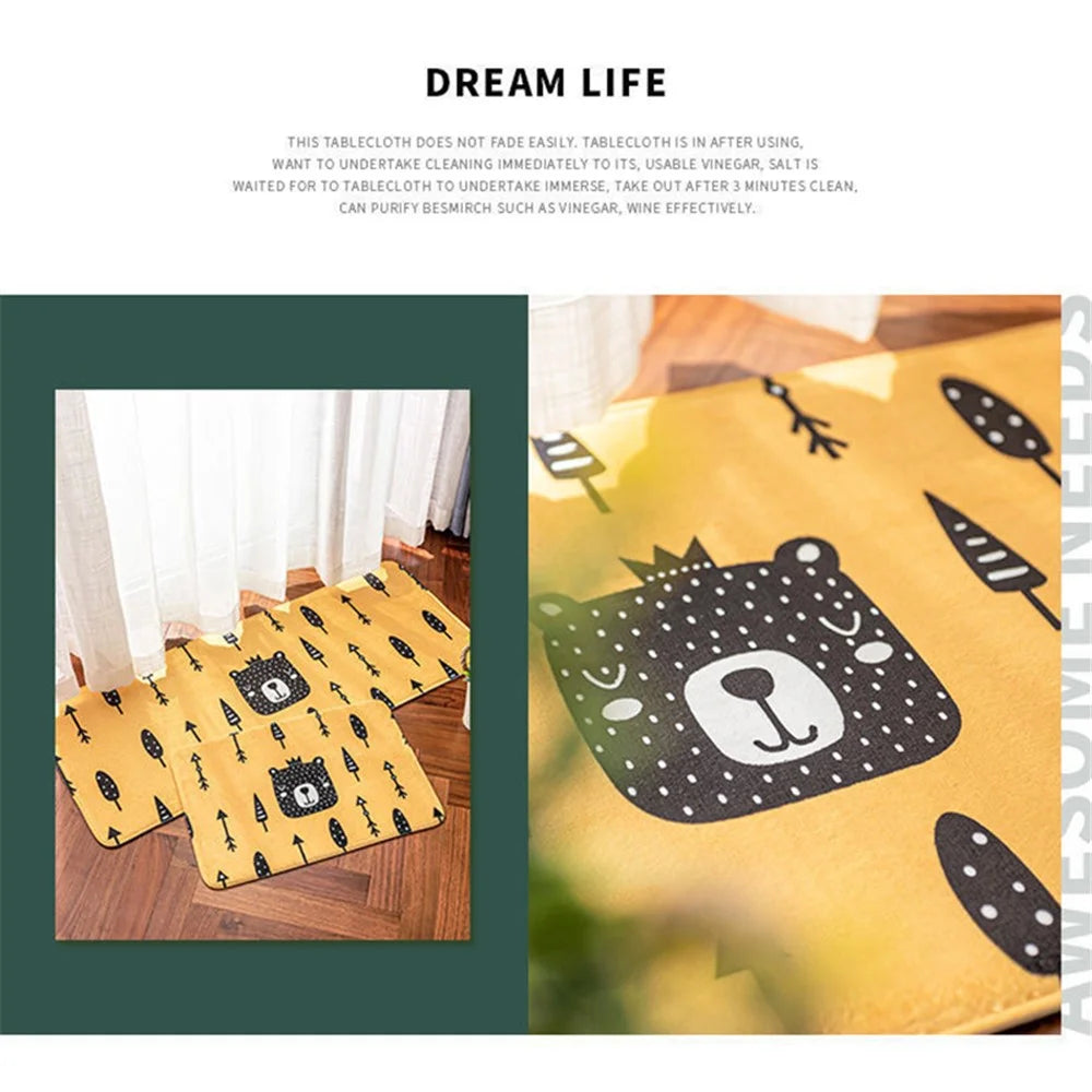 40x60cm Square Entrance Door Mat Non-Slip Water Absorbent Bathroom Mat Carpet - Bear - 3