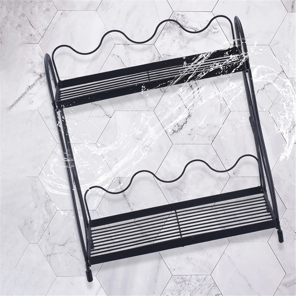 001- ZJ-SS2 Butterfly Design Bathroom Storage Rack Double Layer Metal Shelf - 4