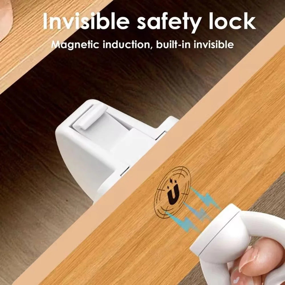 6Pcs Magnetic Cupboard Lock with Key Child Safety Lock for Kitchen Cabinets and Drawers - 2