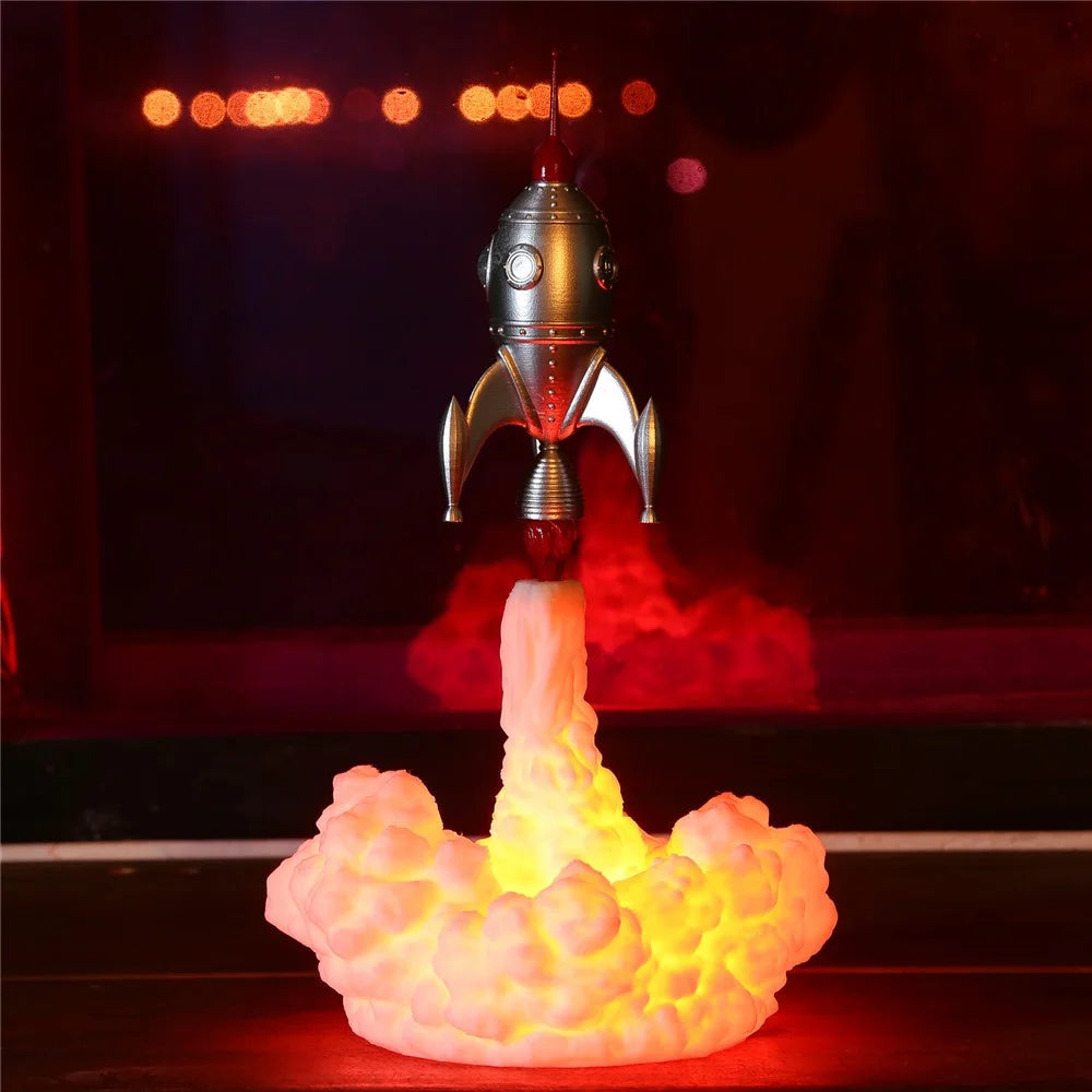 A5 Creative 3D Printing Rocket Lamp LED Night Light Children Gift Home Bedroom Decoration - 4