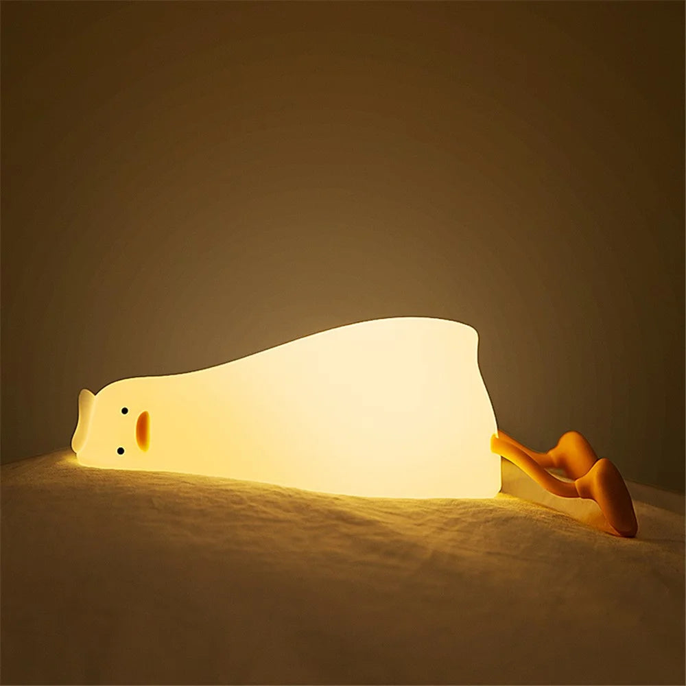 Soft Silicone Touch Sensor Timing Flat Duck Night Lamp for Kids Bedroom LED Night Light - 2