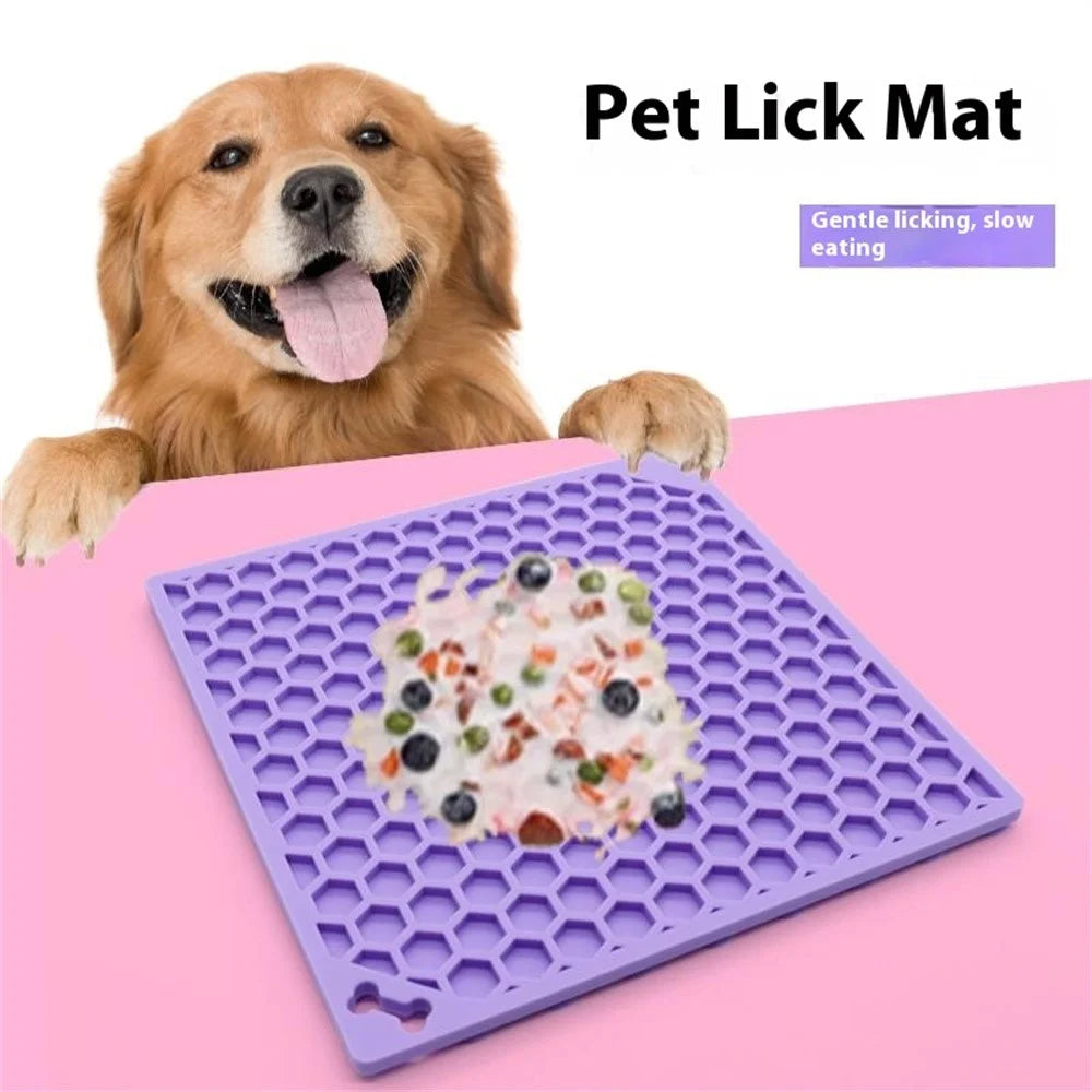 Pet Lick Mat Honeycomb Pattern Slow Feeder Anti-Choke Suction Cup Licking Pad for Dogs / Cats - Purple - 2