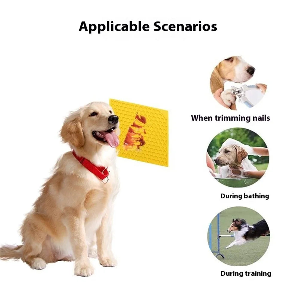 Pet Lick Mat Honeycomb Pattern Slow Feeder Anti-Choke Suction Cup Licking Pad for Dogs / Cats - Purple - 4