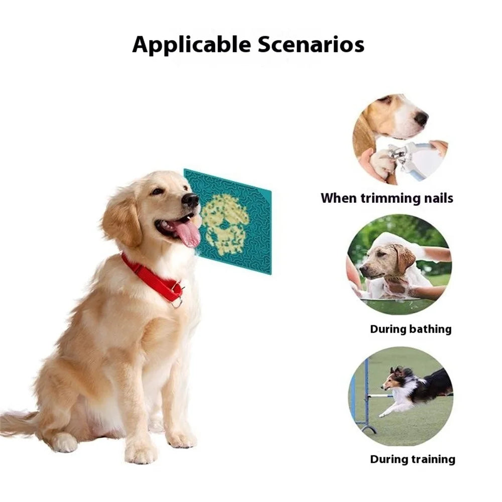 Pet Bone Shaped Lick Mat Slow Feeder Anti-Choke Suction Cup Licking Pad for Dogs / Cats - Deep Pink - 6
