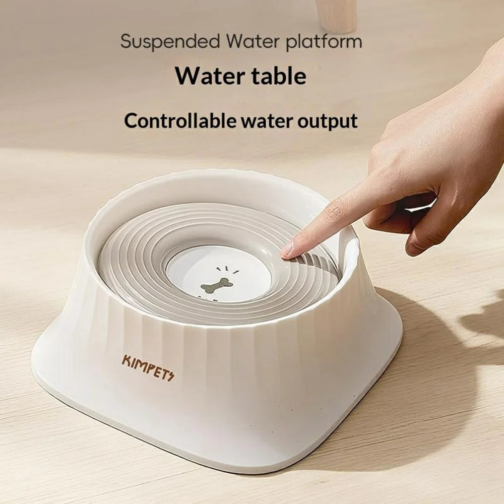 KIMPETS Pet Floating Water Bowl 1500ml Splashproof No Wet Mouth Cat Dog Feeder - White - 4