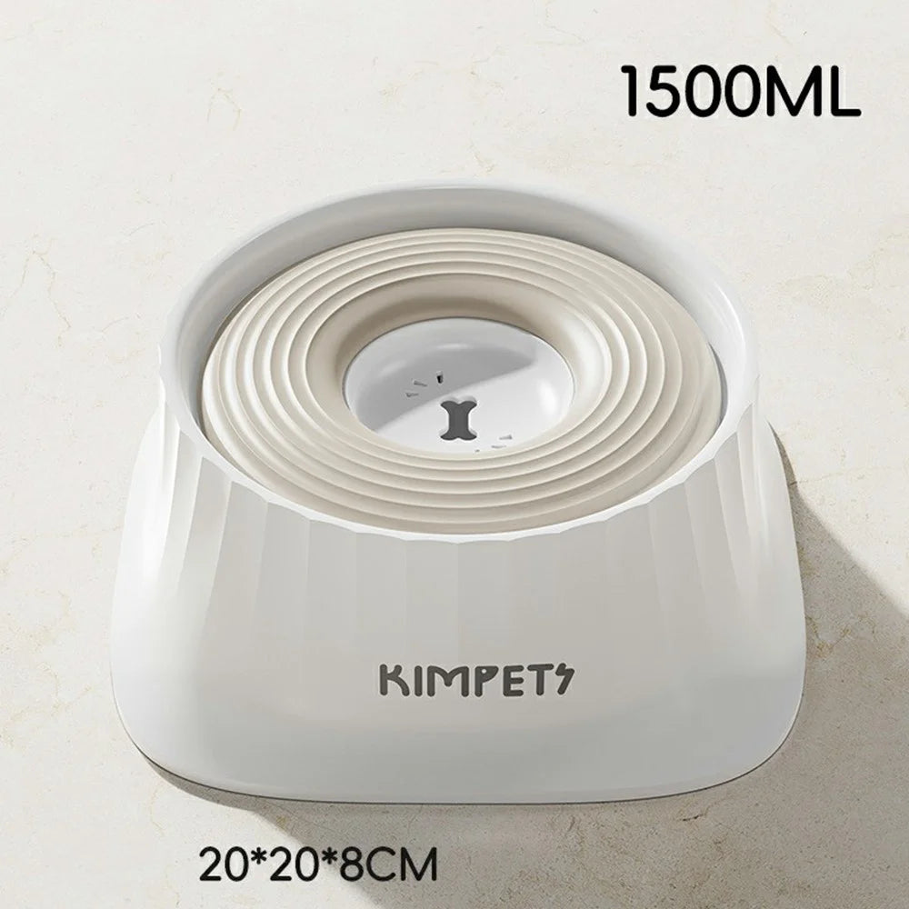 KIMPETS Pet Floating Water Bowl 1500ml Splashproof No Wet Mouth Cat Dog Feeder - White - 6