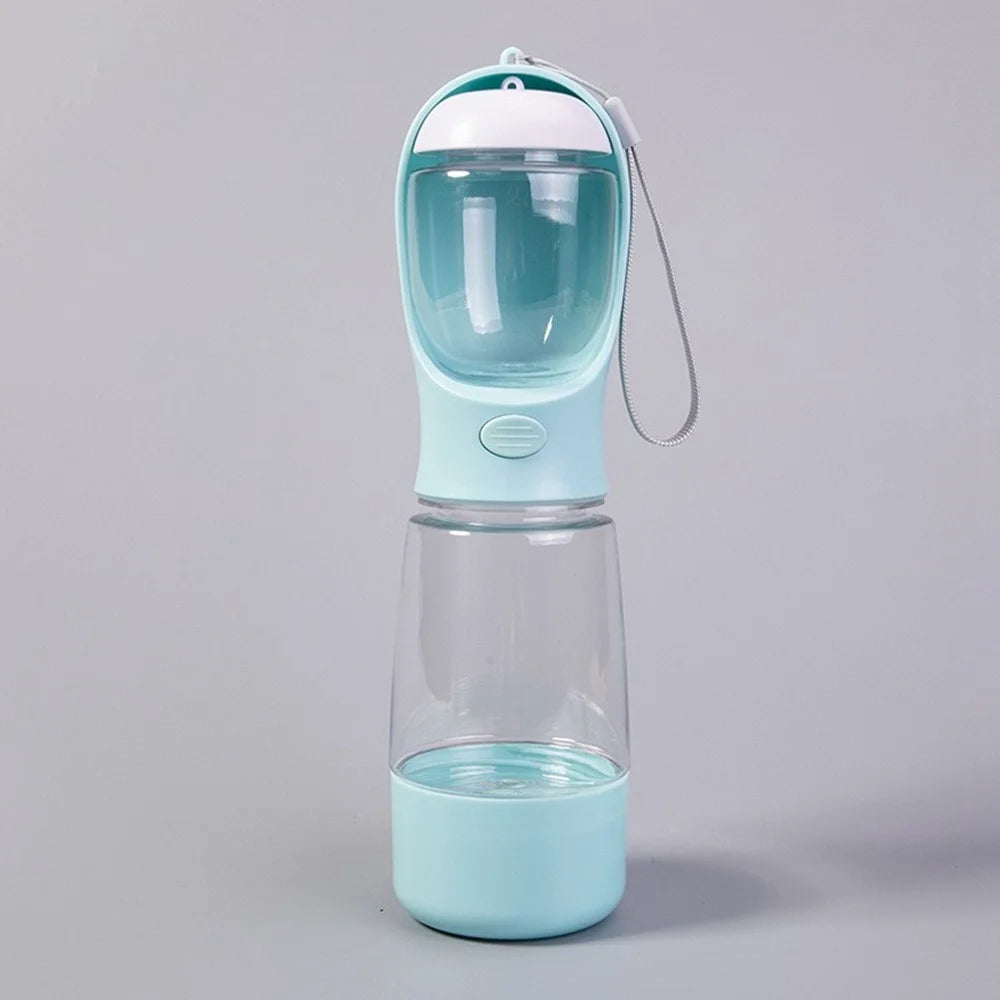 3 in 1 Pet Travel Water Bottle with Food Storage and Poop Bag Dispenser Leak-Proof Dog Cat Water Cup (BPA Free, No FDA) - Sky Blue - 2