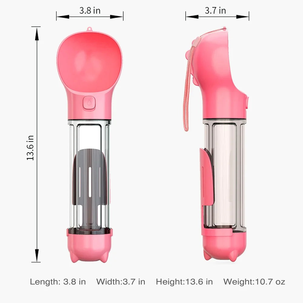 SH-01 Multifunction Pet Dog 500ML Water Bottle Gift with Poop Bag Dispenser (BPA-Free, FDA Certified, No Certification) - Pink - 7