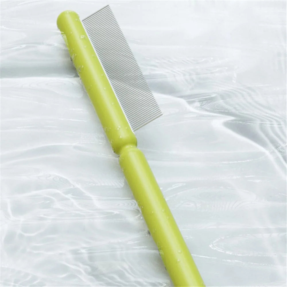 AIWO Pet Shedding Comb Cat Dog Hair Removal Comb Stainless Steel Teeth Pet Hair Brush - Green / Fine Teeth Comb - 5