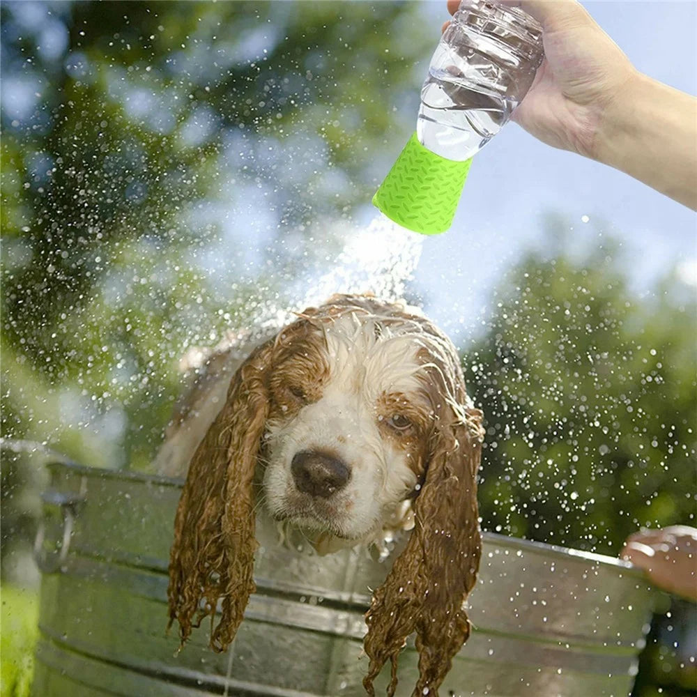 Portable Pet Shower Head Silicone Outdoor Cleaning Sprayer For Dogs  /  Cats Attachable to Water Bottles - Green - 2