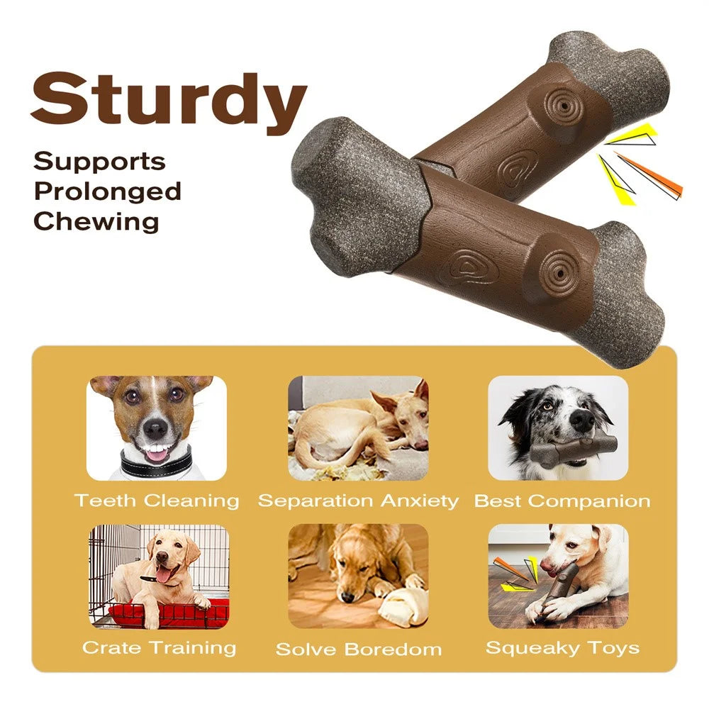 SZ-01 Dog Chewing Squeaky Toy Gift Wood Branch Plastic TPR Teething Stick (BPA Free, CPC / FDA / RoHS Certified) - 3