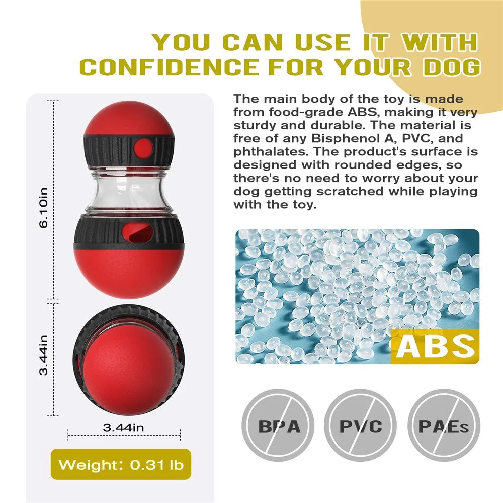 CJQ-01 Dog Food Dispenser Ball Slow Feeding Pet Puzzles Feeder Toy Gift (BPA Free, CPC / FDA / RoHS Certified) - Red - 7