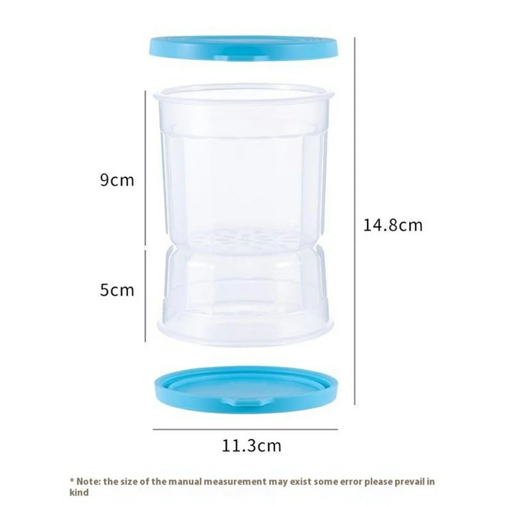 Hourglass Pickle Jar Dry Wet Separation Airtight Fridge Organizer for Kimchi Olives Pickled Vegetables (BPA Free, No FDA) - Blue - 6