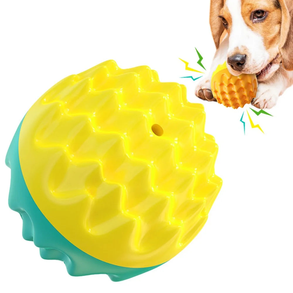 Pet Dog Squeaky Toy Gift Teething Chew Ball for Dental Cleaning Puppy Interactive Float Ball - Lake Blue - 3