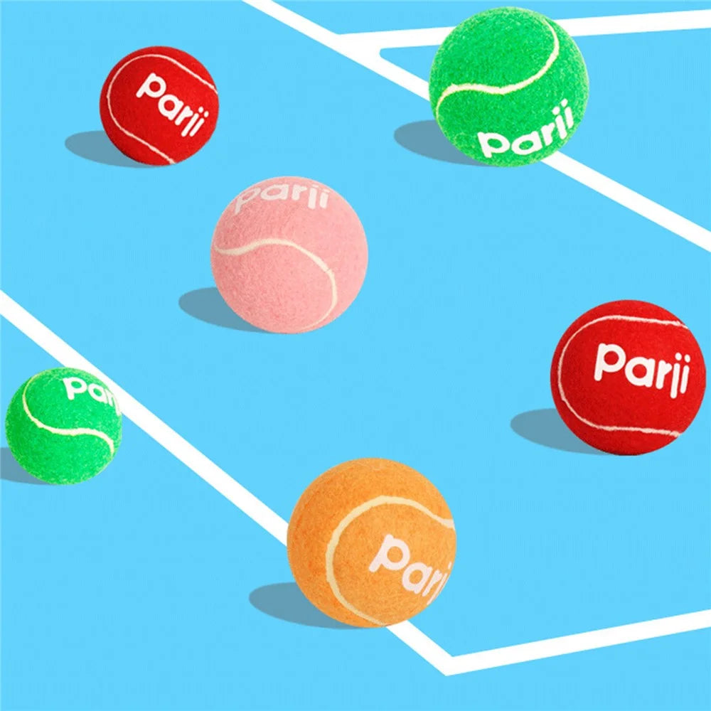 PARJI 4Pcs Mini Size 4cm Squeaky Dog Toy Balls Rubber Felt Tennis Balls for Dogs Cats - 6