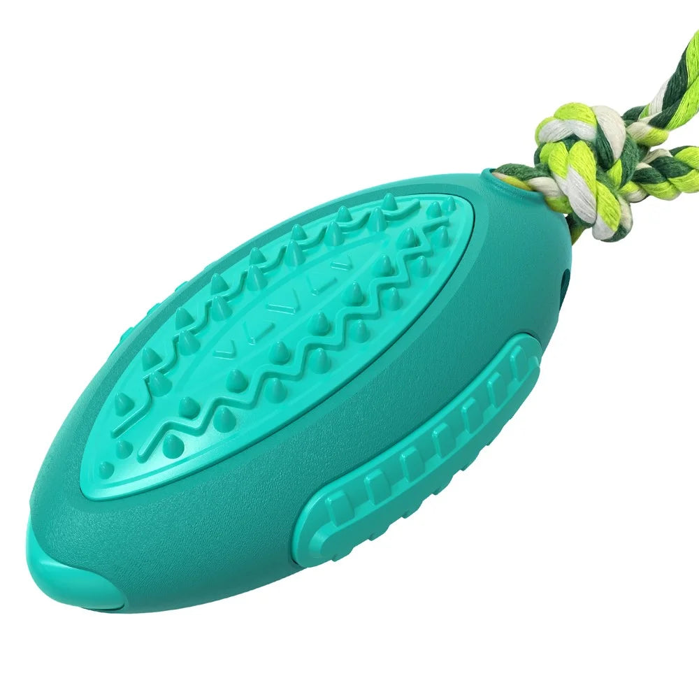 GLQ-05 Food Treat Dispensing Dogs Chew Toy Gift TPR Pet Squeaky Toy with Sound for Dog Cleaning Teeth Rugby Ball Tool (With CE / CPC / FDA / ROHS, BPA-Free) - Lake Blue - 3