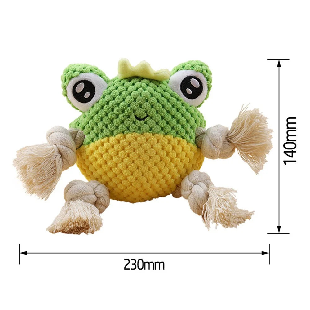Bite Training Tug Interactive Plush Toy Pet Dog Squeaking Sound Chewing Toy ST  - Frog - 5