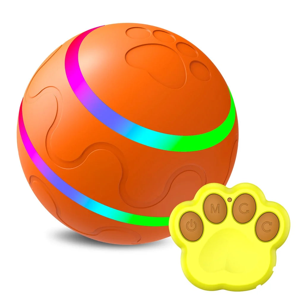 Cat Dog Puppy Wicked Ball USB Rechargeable LED Light Electric Self-Playing Toy with Remote Control ST - Orange - 1