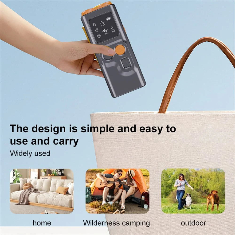 P7 Portable Dual Head Ultrasonic Dog Repellent with LED Light Anti Barking Device Gift for Training - Black - 7