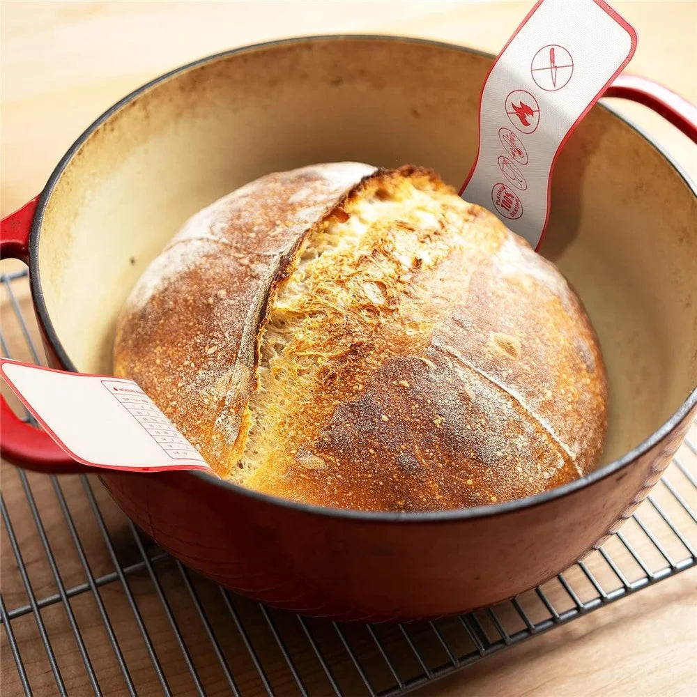 0.4mm Thickness Silicone Bread Sling Non-Stick Silicone Bread Baking Mat for Sourdough, Dough Lifter Liner with Handles, FDA Certified - Red - 6