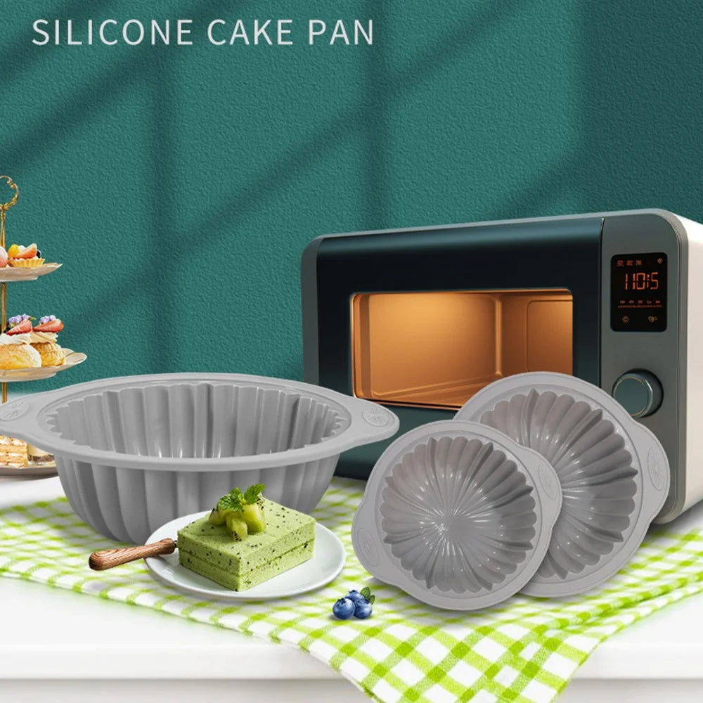 Small Silicone Cake Mold Heat Resistant Baking Pan Anti Scald Cooking Tray for Oven (No FDA) - 3