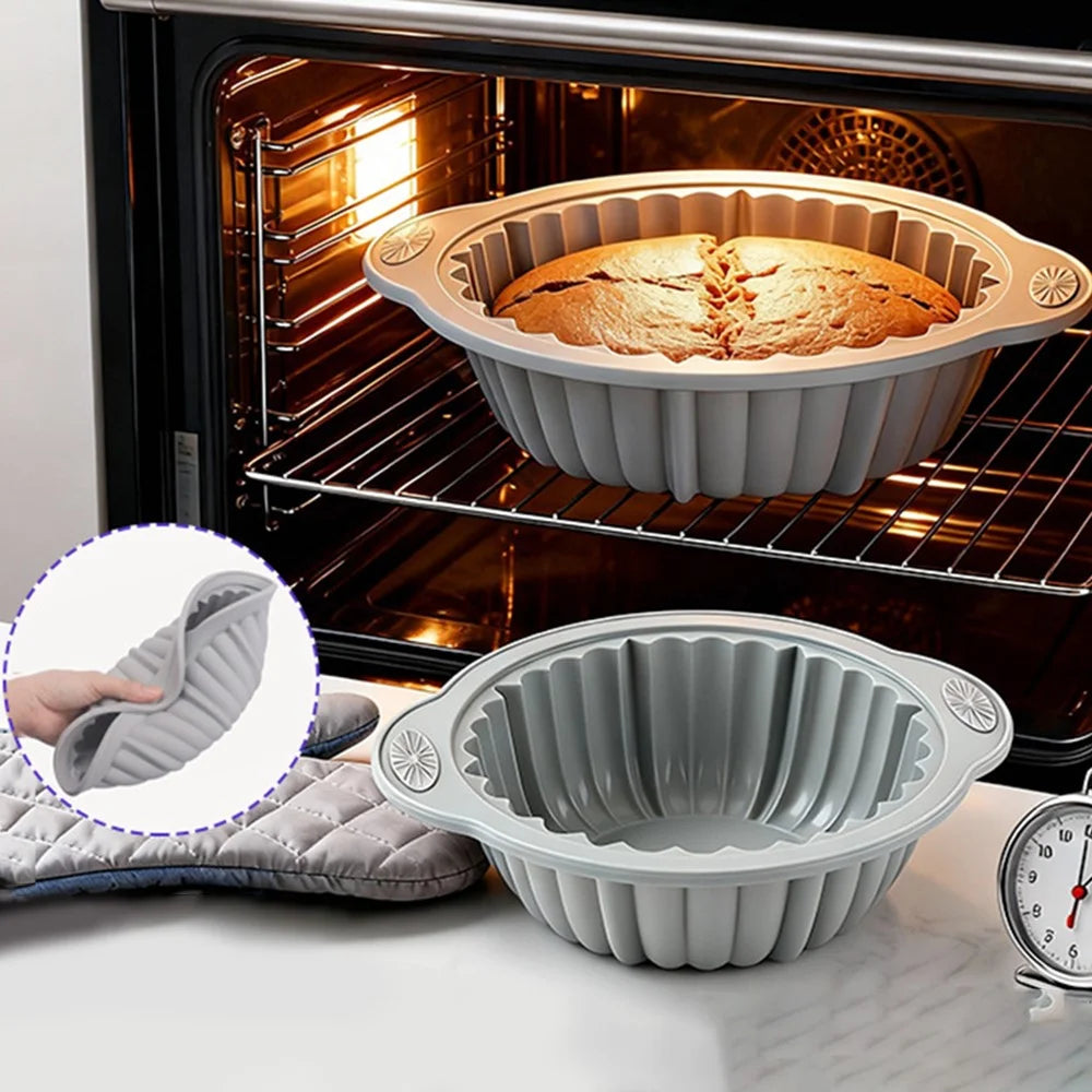 Small Silicone Cake Mold Heat Resistant Baking Pan Anti Scald Cooking Tray for Oven (No FDA) - 5