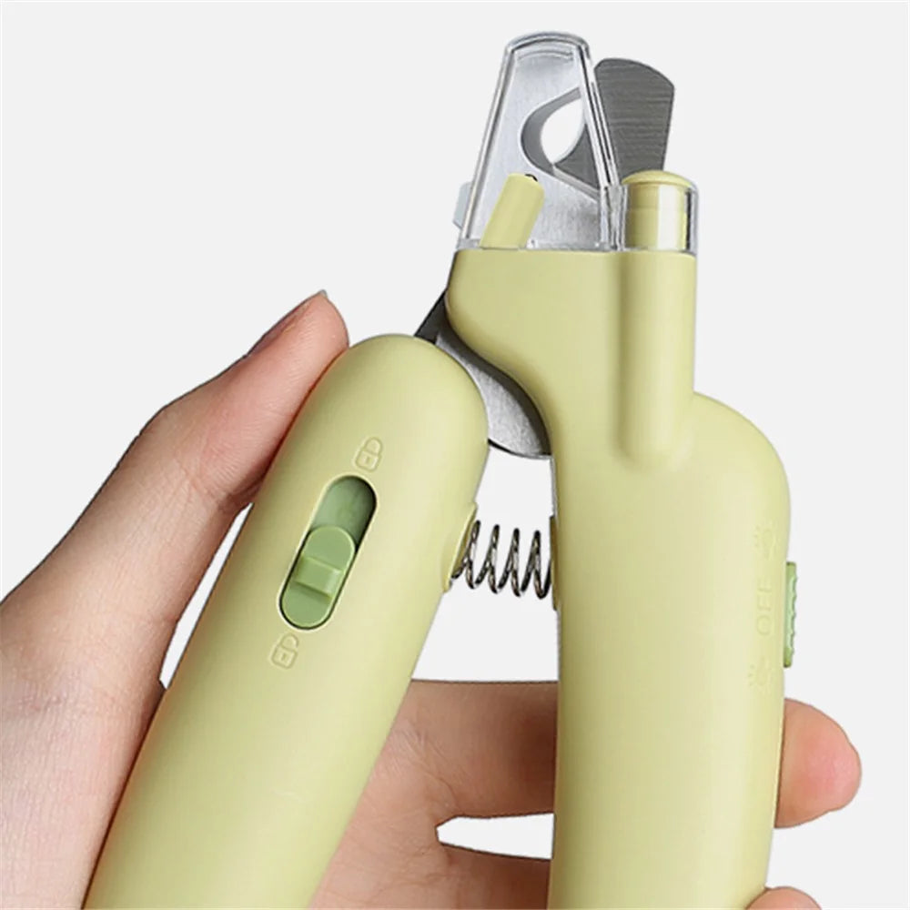 AIWO Banana Shape Pet Nail Clipper Anti-Cutting Blood Line Dog Cat Claw Trimmer with LED Light ST - White Light / Green - 3