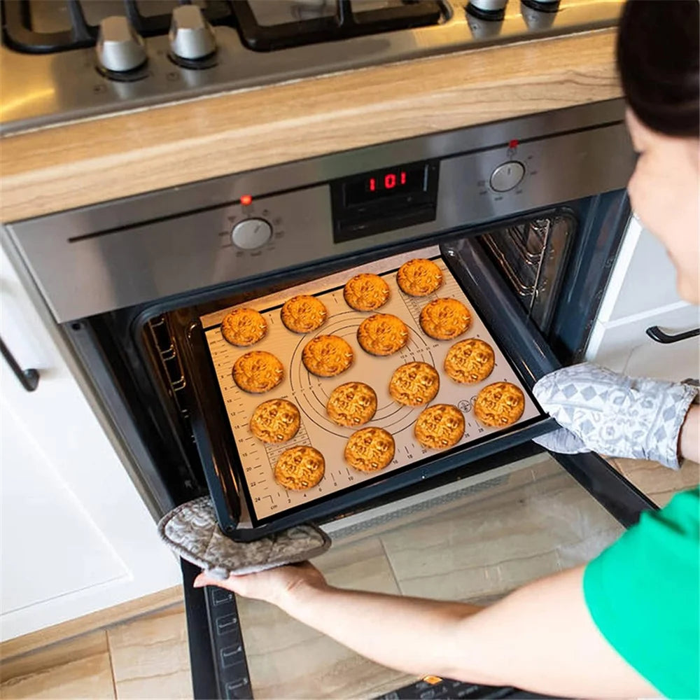 50x70CM Fiberglass Cloth + Silicone Pastry Mat Dough Rolling Mat 0.35MM Thick Non-stick Pad (BPA-Free, No FDA Certified) - Red - 7