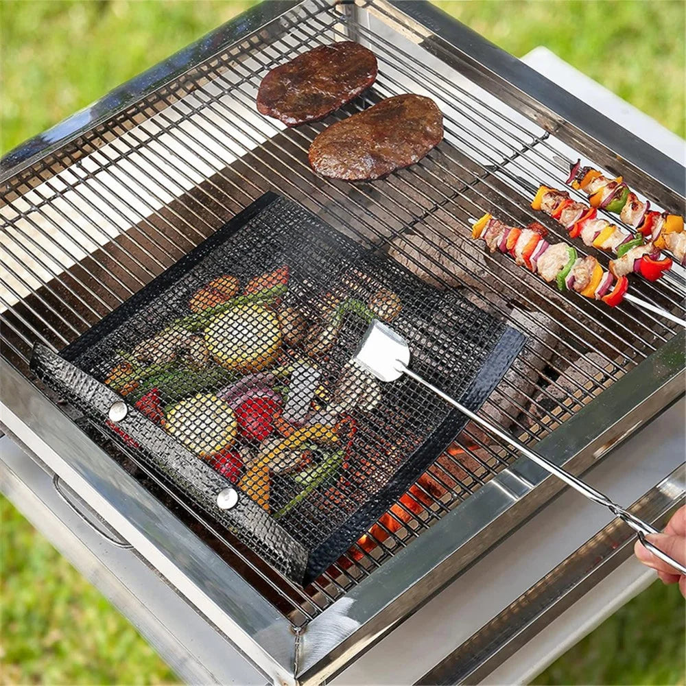 24x14CM Fiberglass BBQ Grilling Mesh Bag Grill Accessories Vegetables Grilling Pouch (BPA-Free, No FDA Certified) - Black - 6
