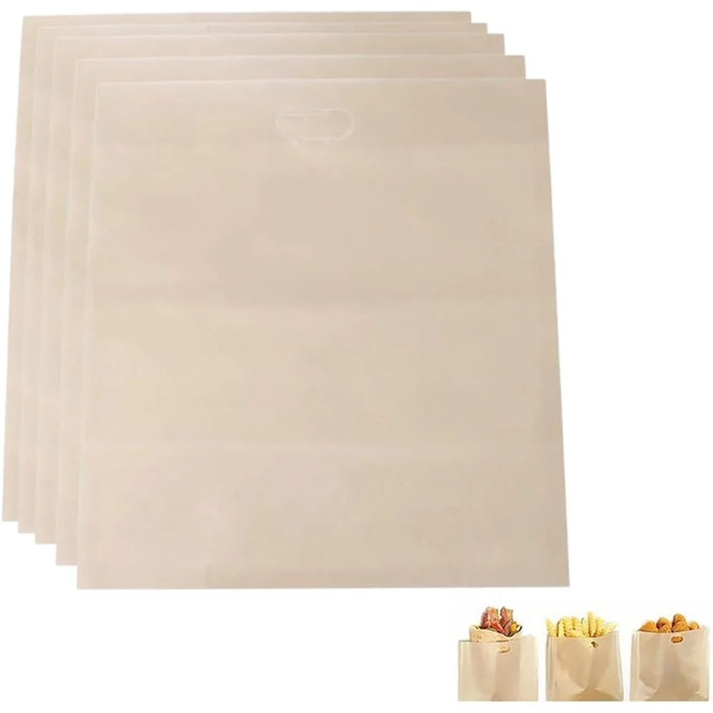 5Pcs 16x16.5cm Non-Stick Microwave Bread Bag High Temperature Resistant PTFE Toaster Bag (BPA Free, No FDA Certificate) - 1