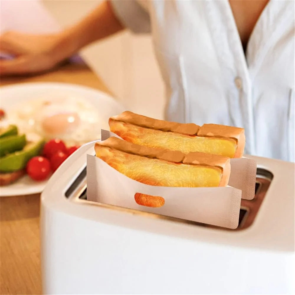 5Pcs 16x16.5cm Non-Stick Microwave Bread Bag High Temperature Resistant PTFE Toaster Bag (BPA Free, No FDA Certificate) - 2