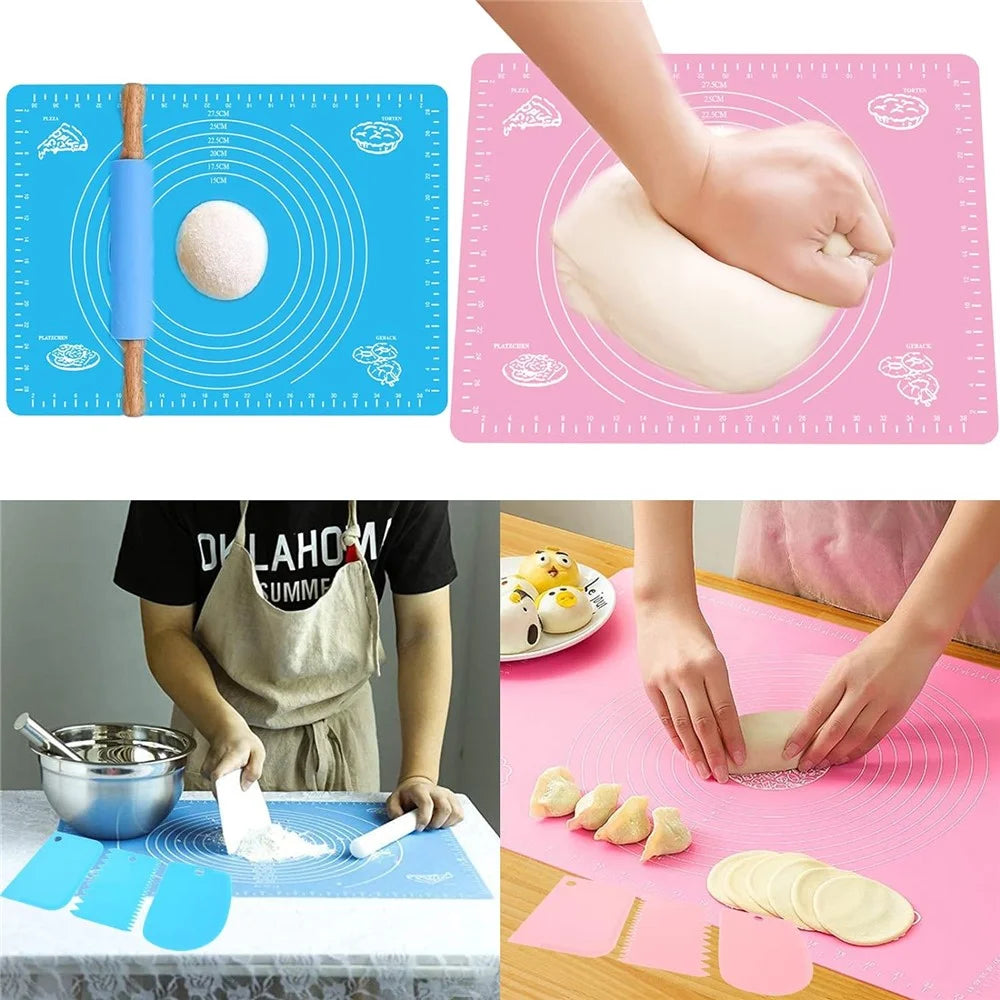 45x64CM Pastry Mat Non-stick Food-Safe Silicone Pad for Rolling Dough (BPA-Free, No FDA Certified) - Blue - 2