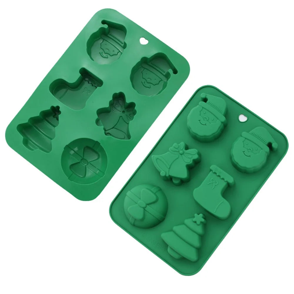 4Pcs / Set Xmas Soap Ice Cube Christmas Silicone Cake Baking Mold for Cookies Jello (BPA-Free, No FDA Certified) - 4