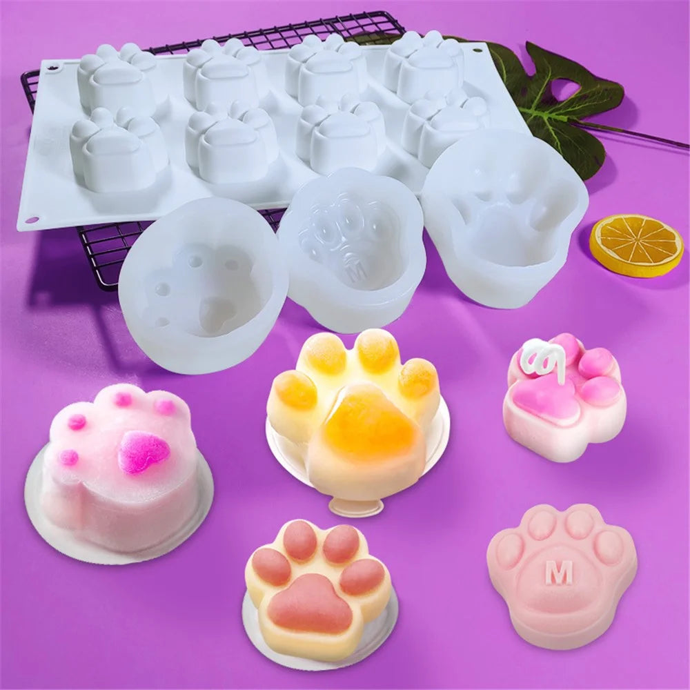 DG-15 Large Size 8-Cell Cat Claw Shape Mousse Cake Mold Jelly Pudding Silicone Mold (No FDA, BPA Free) - 2