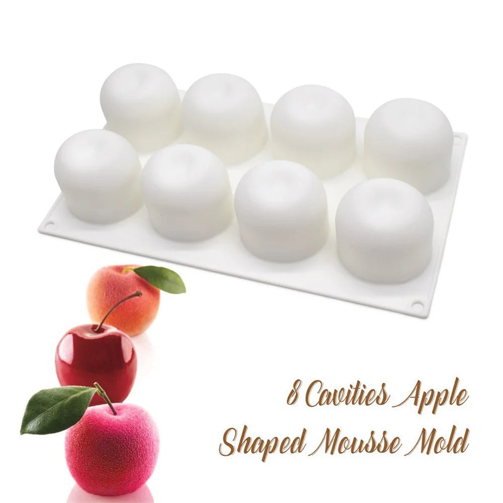 8-Cell Fruit Shape Mousse Cake Silicone Mold DIY Dessert Making Mold (No FDA, BPA Free) - Apple - 2
