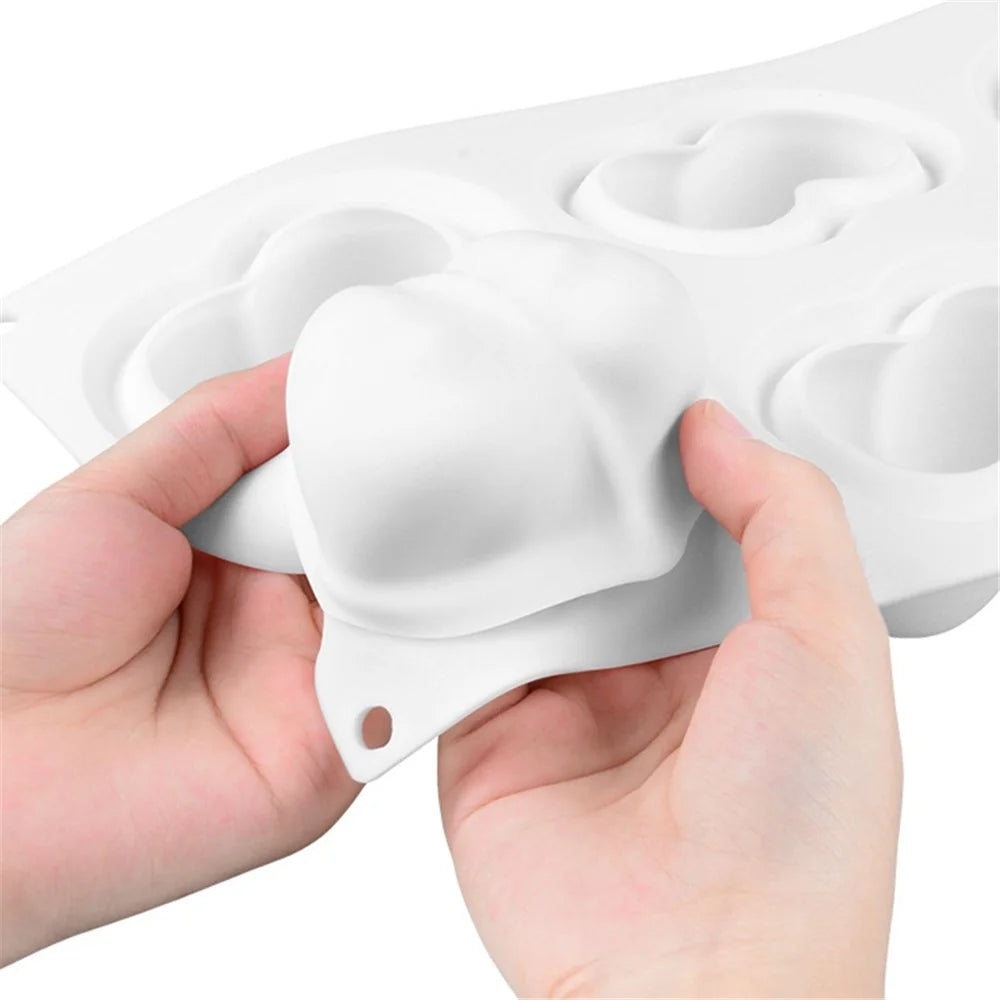 Fruit Shape Mousse Cake Silicone Mold Cute Dessert Making Mold (No FDA, BPA Free) - 6-Cell Double Cherry - 3