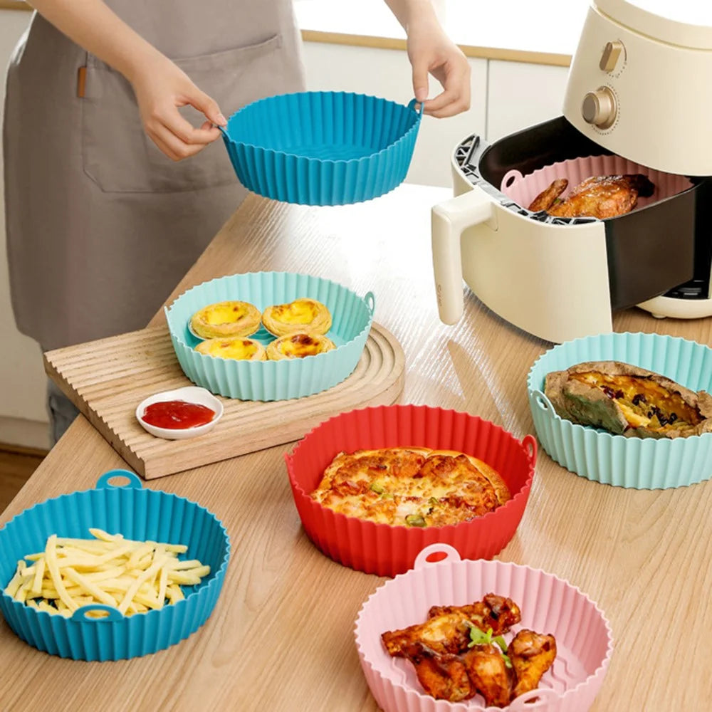 7.5-inch Air Fryer Silicone Pot Heat-Resistant Reusable Air Fryer Baking Tray Liner (BPA-free, No FDA Certificate) - Grey - 3
