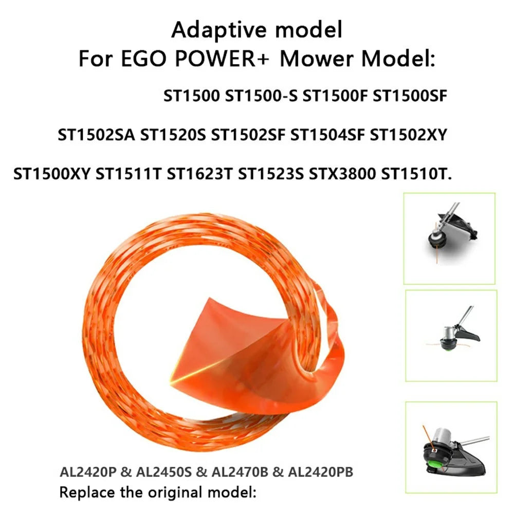 2Pcs 14ft / 4.27m Trimmer Line for EGO POWER+ ST1500 / ST1500-S Lawn Mower Nylon Rope, AL2420P - 2
