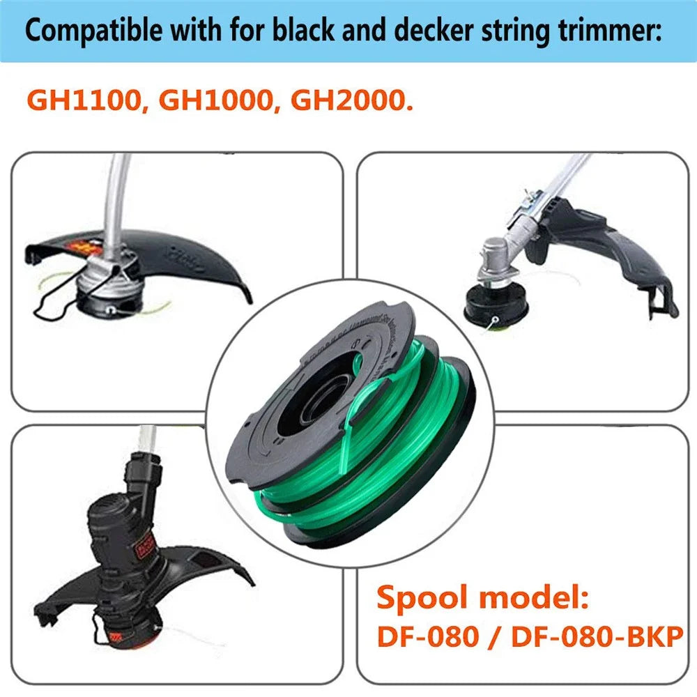 8Pcs Spool for Black & Decker GH1100 / GH1000 Type 4 / Type 3 / Type 2 / Type 1 Lawn Mower Part, DF-080-BKP - 3