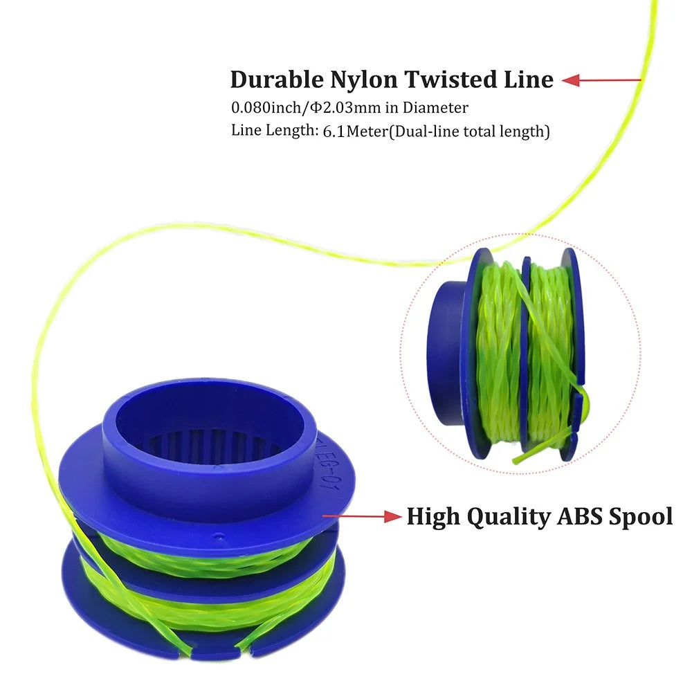 4PCS TLEG-01 ABS Spools for Kobalt KST 1124B-03 / KLS 124-03 24V Lawn Trimmer Nylon Wire Trimming Head - 3