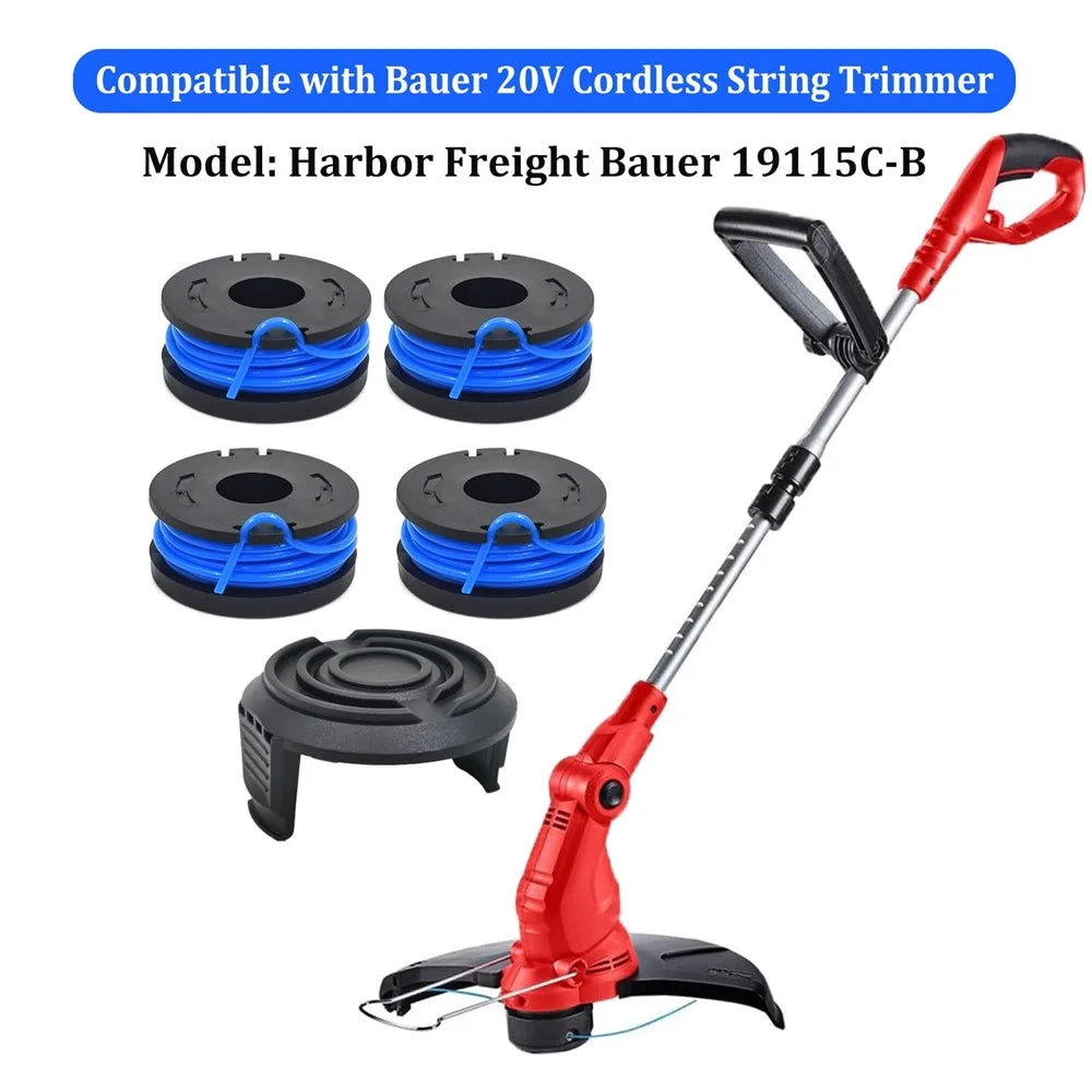 TLW-01+TLW-01-1 8Pcs Replacement Spool + 2Pcs Spool Cap Mower Set for Harbor Freight Bauer 19115C-B 20V Cordless Mower - 3