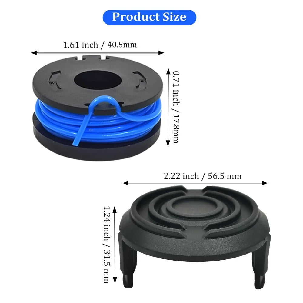 TLW-01+TLW-01-1 8Pcs Replacement Spool + 2Pcs Spool Cap Mower Set for Harbor Freight Bauer 19115C-B 20V Cordless Mower - 7
