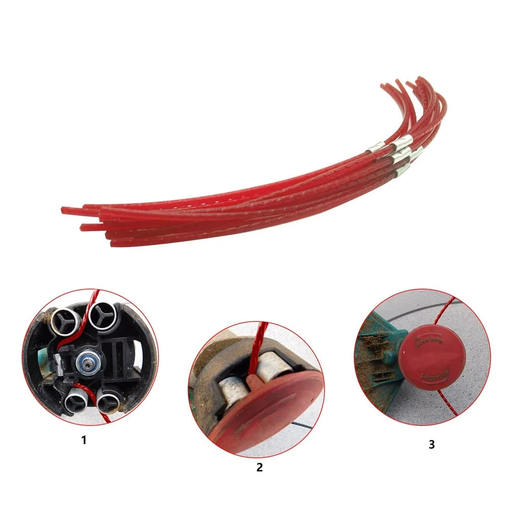 10Pcs F016800181 Trimmer Line for Bosch ART 26 Combitrim Brush Cutter 39cm Nylon Strips with Buckle, Red - 2