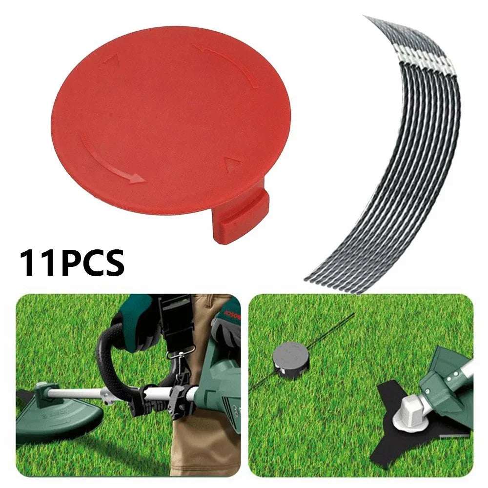 For Bosch AFS 23-37 Strimmer 10PCS Lawn Mower Trimming Wires + 1PC Mower Cap - 1